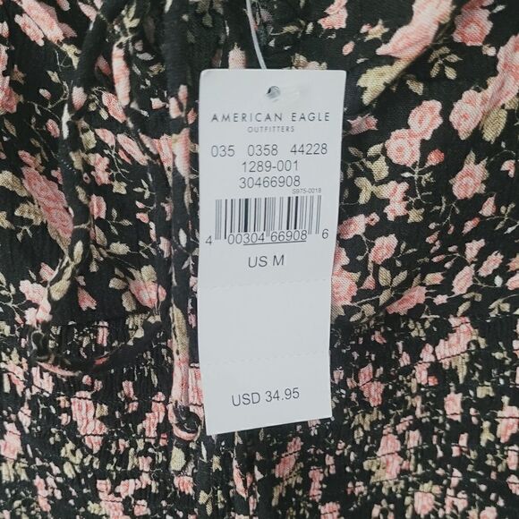 New American Eagle Floral Smocked Ruffle Sleeve Blouse Size Medium NWT - Picture 2 of 8